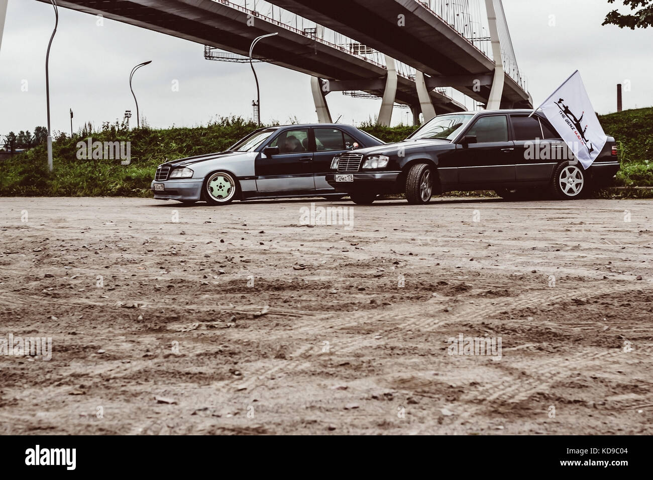 Saint-Petersburg, Russia - September 30, 2017: Old legendary car of premium class Mercedes-Benz sedan at meeting of fans of German manufacturer. Headq Stock Photo