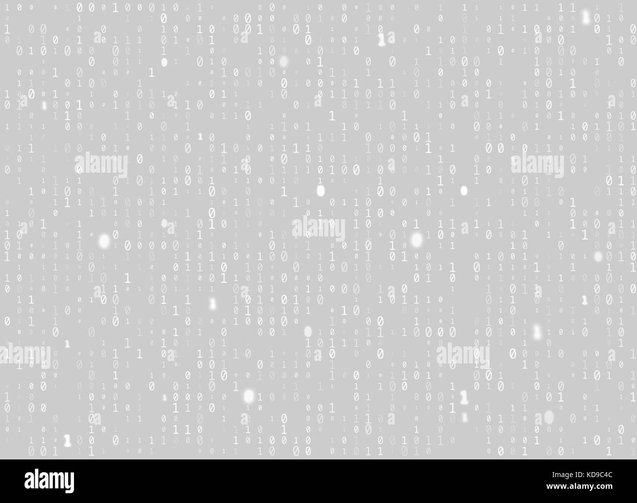 Vector binary code gray seamless background. Big data and programming hacking, decryption and encryption, computer streaming white numbers 1,0. Coding Stock Vector