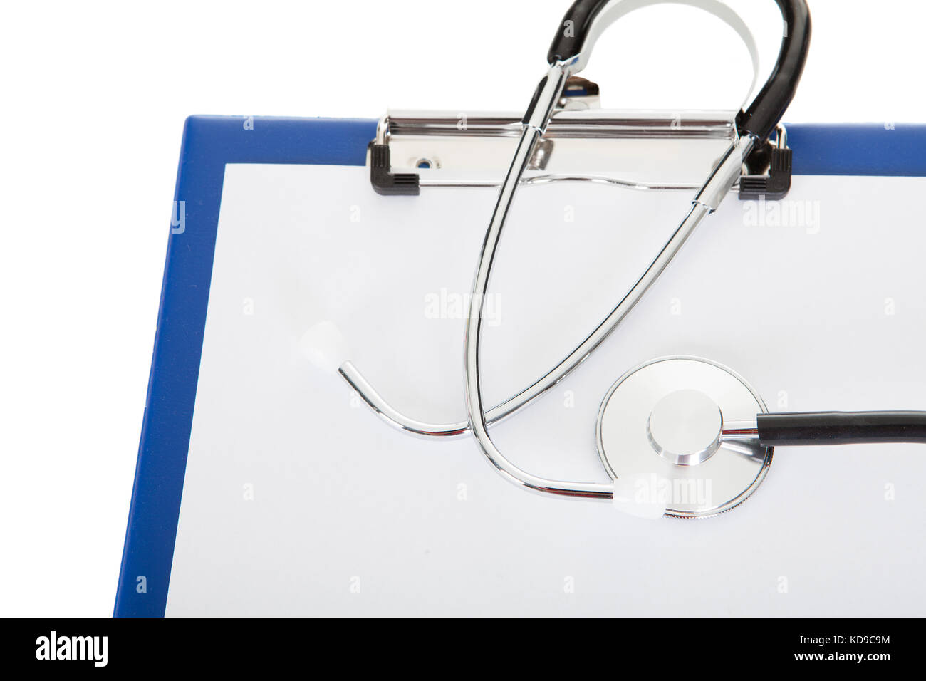 Stethoscope and clipboard. Isolated on white background Stock Photo - Alamy