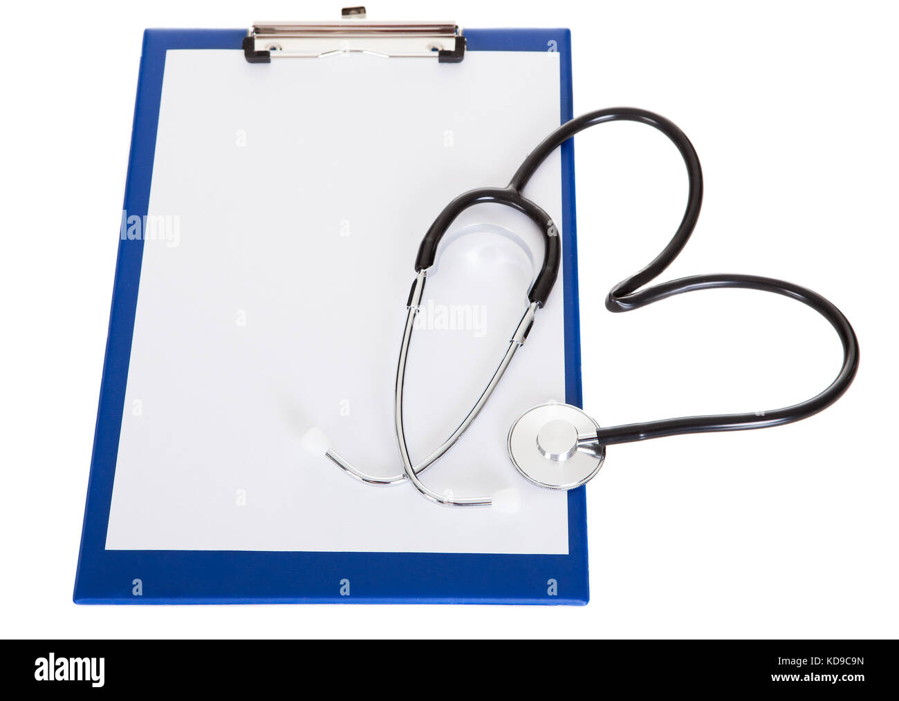 Stethoscope and clipboard. Isolated on white background Stock Photo - Alamy