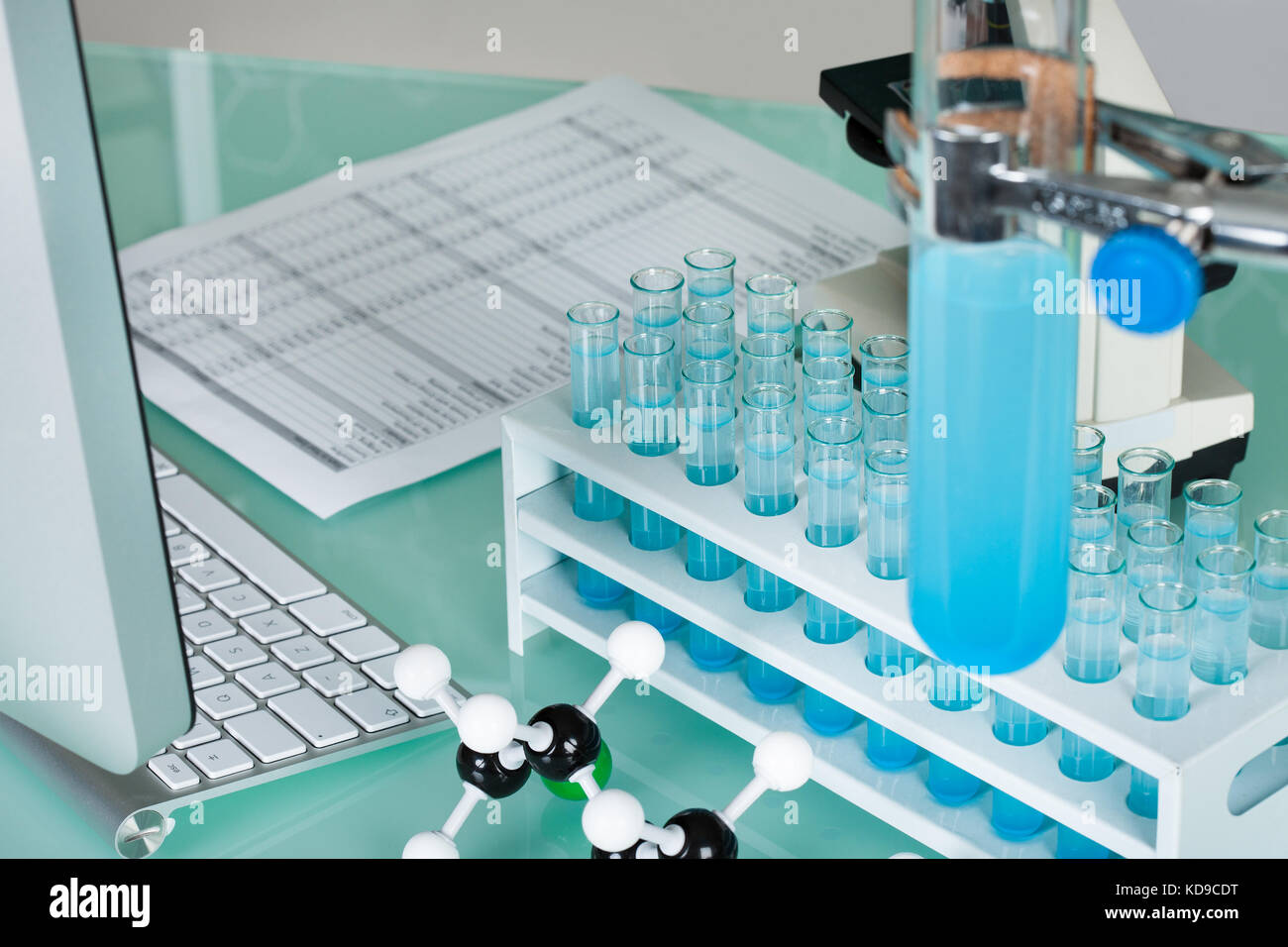 Photos of scientists working place in research laboratory Stock Photo