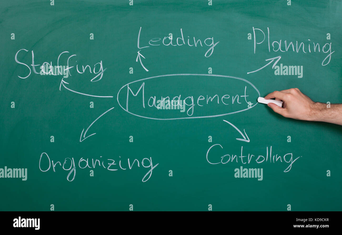 Hand Drawing Management Chart On Green Blackboard Stock Photo Alamy