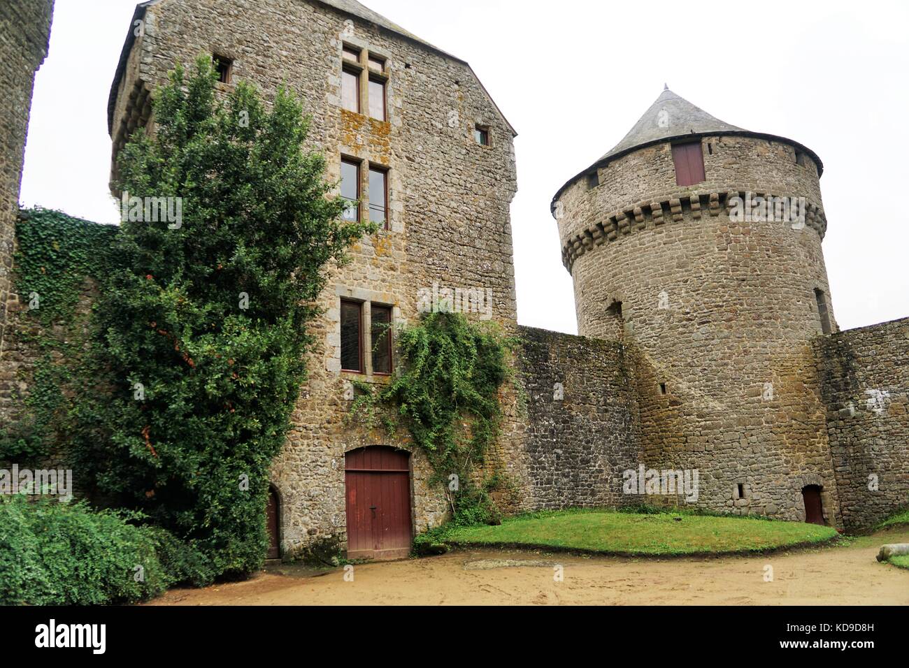 French castle with grass and other greenery Stock Photo