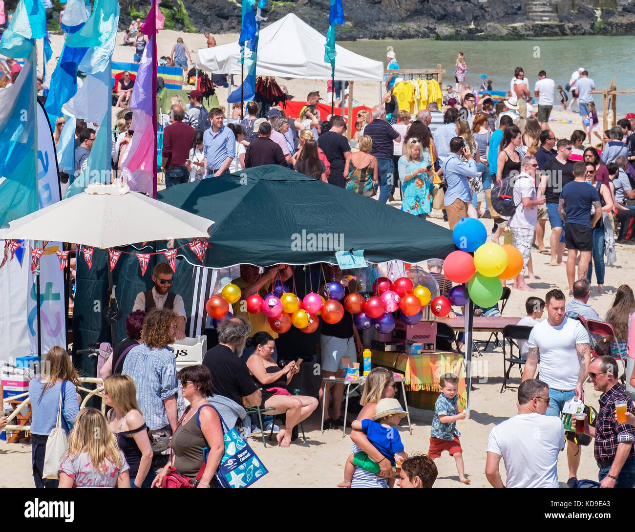 the annual food and drink festival on porthminster beach in st.ives, cornwall, england, britain, uk. Stock Photo