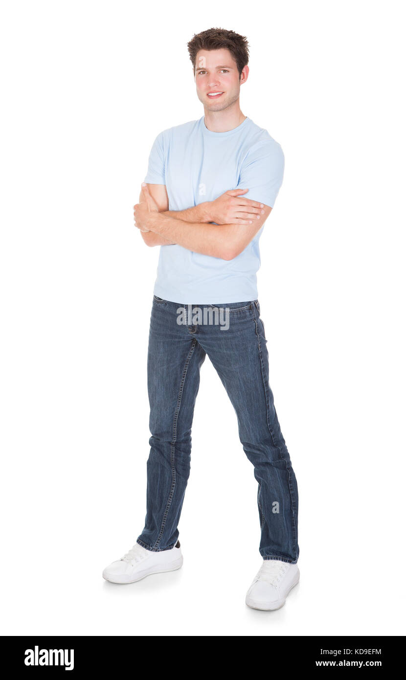 Portrait Of Happy Man On White Background Stock Photo - Alamy