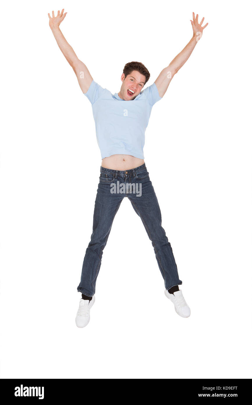 Portrait Of Happy Man On White Background Stock Photo - Alamy