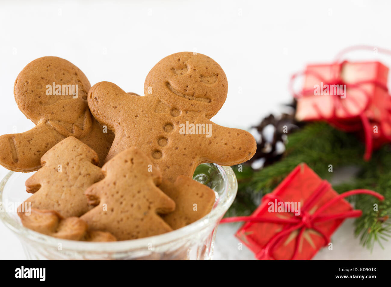 Christmas  gingerbread man, New Year holiday cookies  background Stock Photo