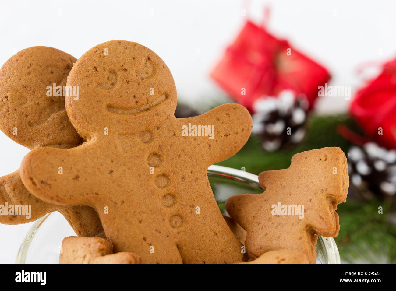 Christmas  gingerbread man, New Year holiday cookies  background Stock Photo