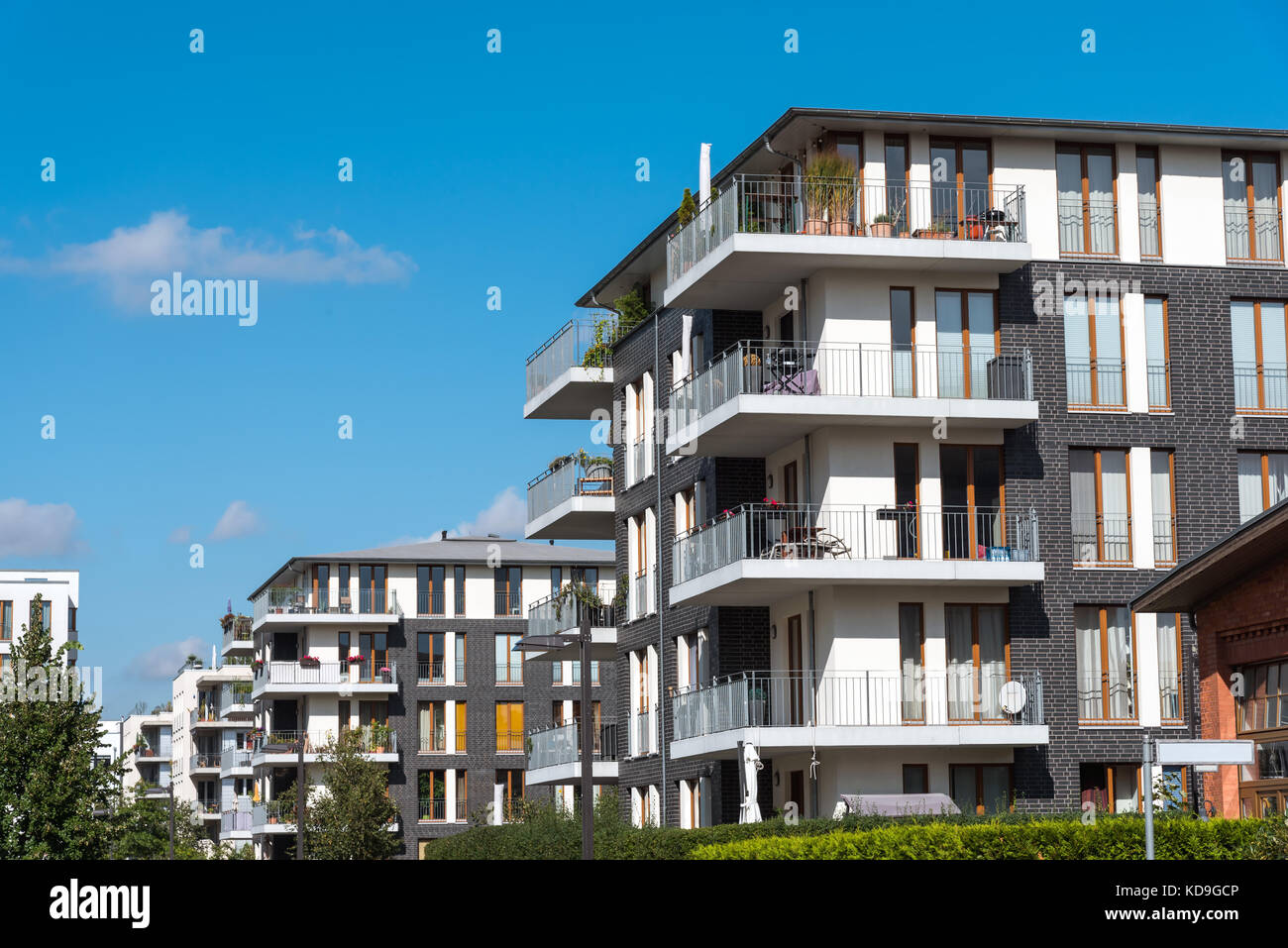 New grey apartment houses seen in Berlin, Germany Stock Photo