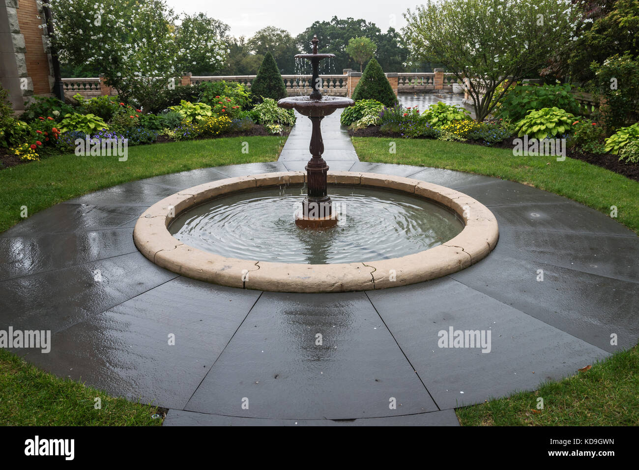 Fountain in the garden, Cairnwood Estate, Bryn Athyn Historic District