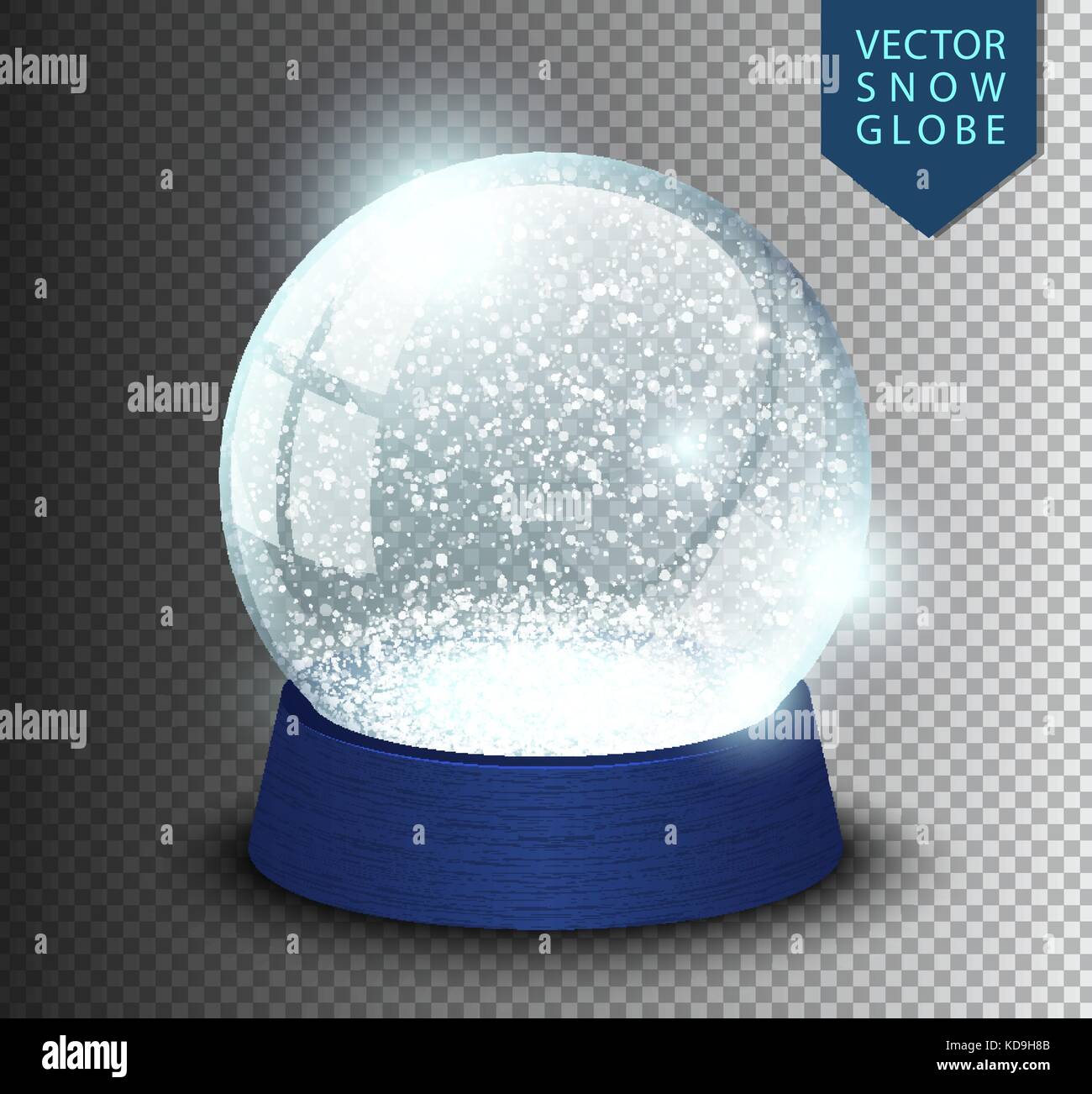 Snow globe empty template isolated on transparent background. Christmas