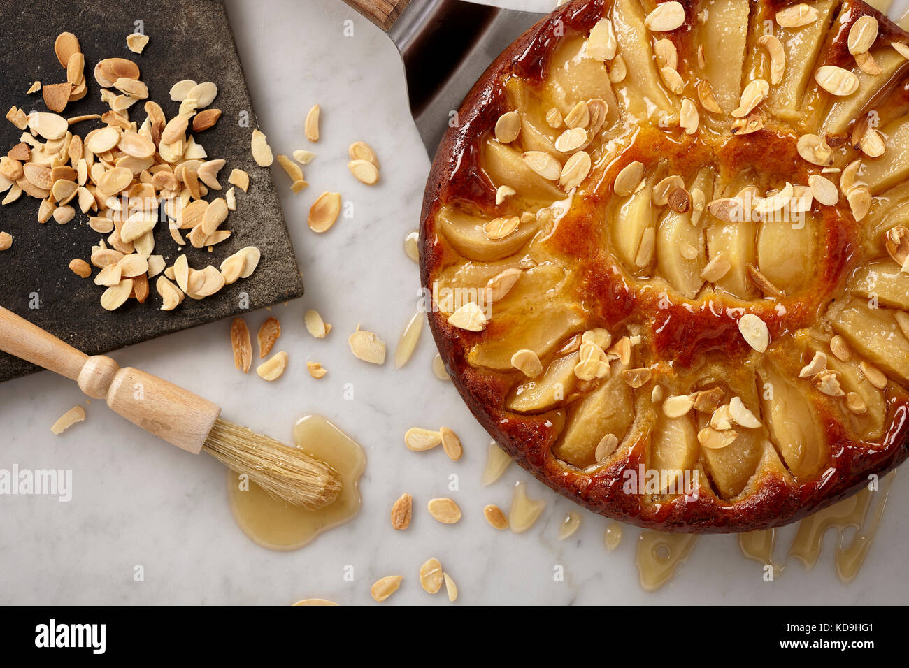 Cardamom pear honey cake Stock Photo