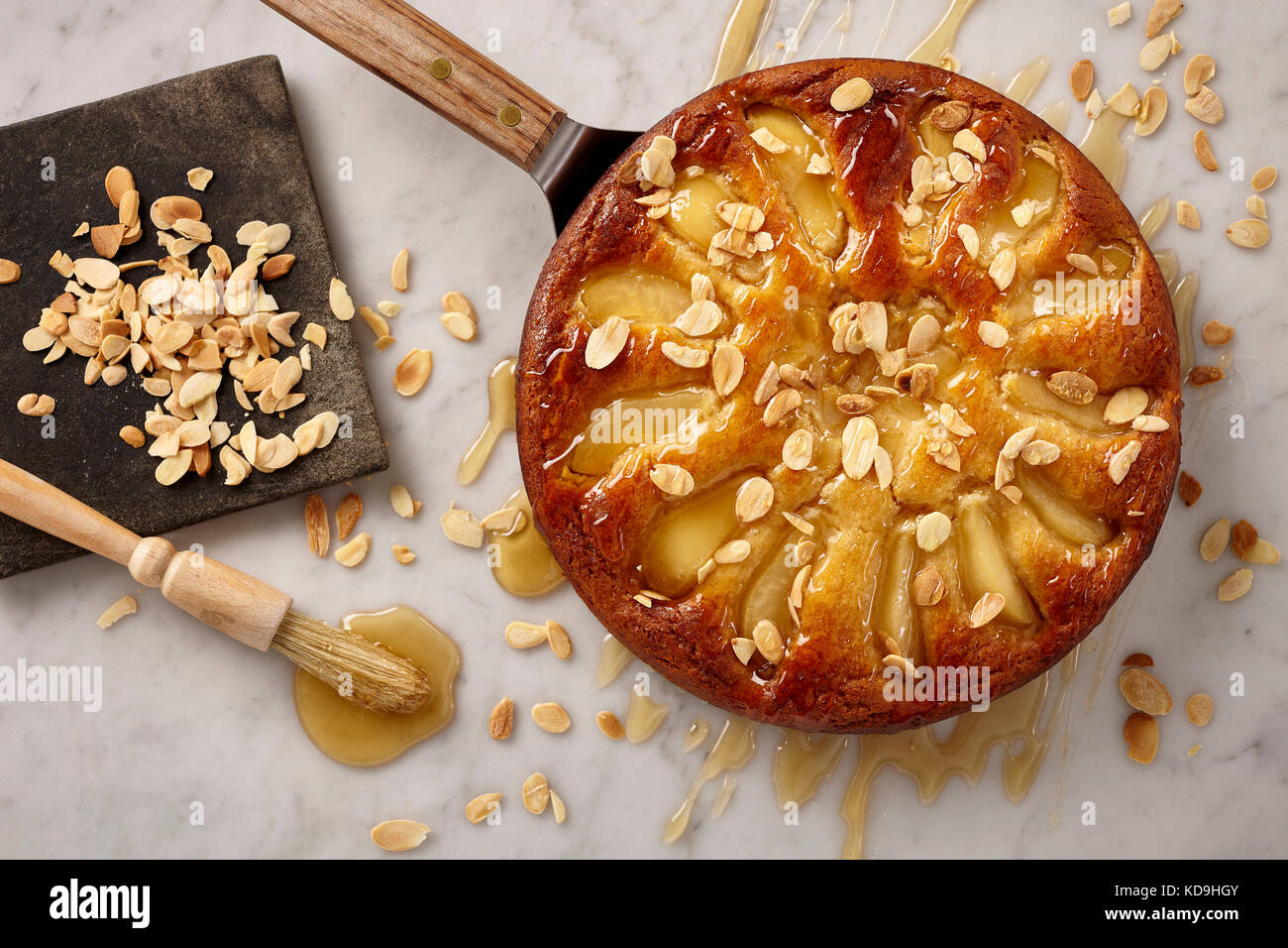 Cardamom pear honey cake Stock Photo