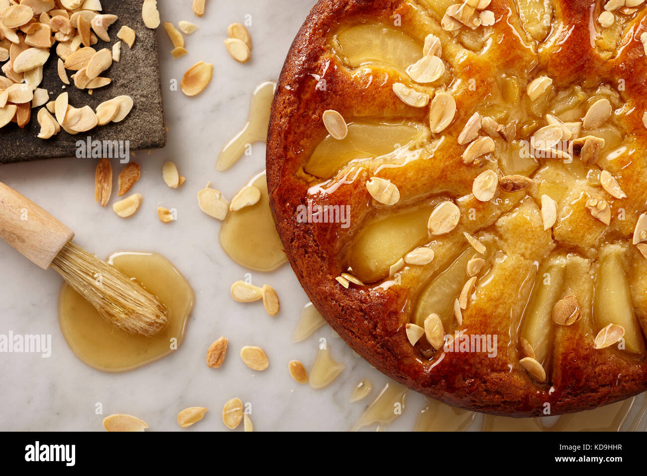 Cardamom pear honey cake Stock Photo