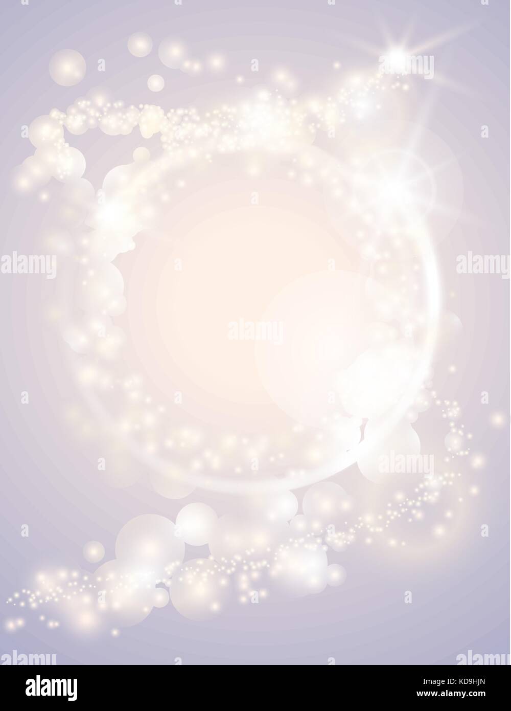 Abstract glow light spark circle frame bright Christmas background. Sparkling festive design poster. Glitter magic round border. Fantasy greeting card Stock Vector