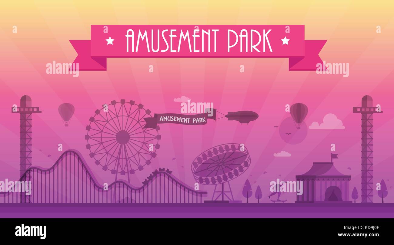 Amusement park - modern vector illustration Stock Vector Image & Art ...