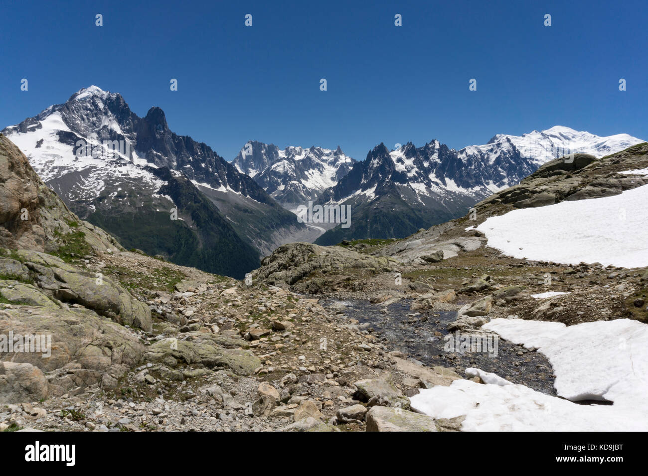 Alps in June. View of the Mont Blanc massif Stock Photo - Alamy