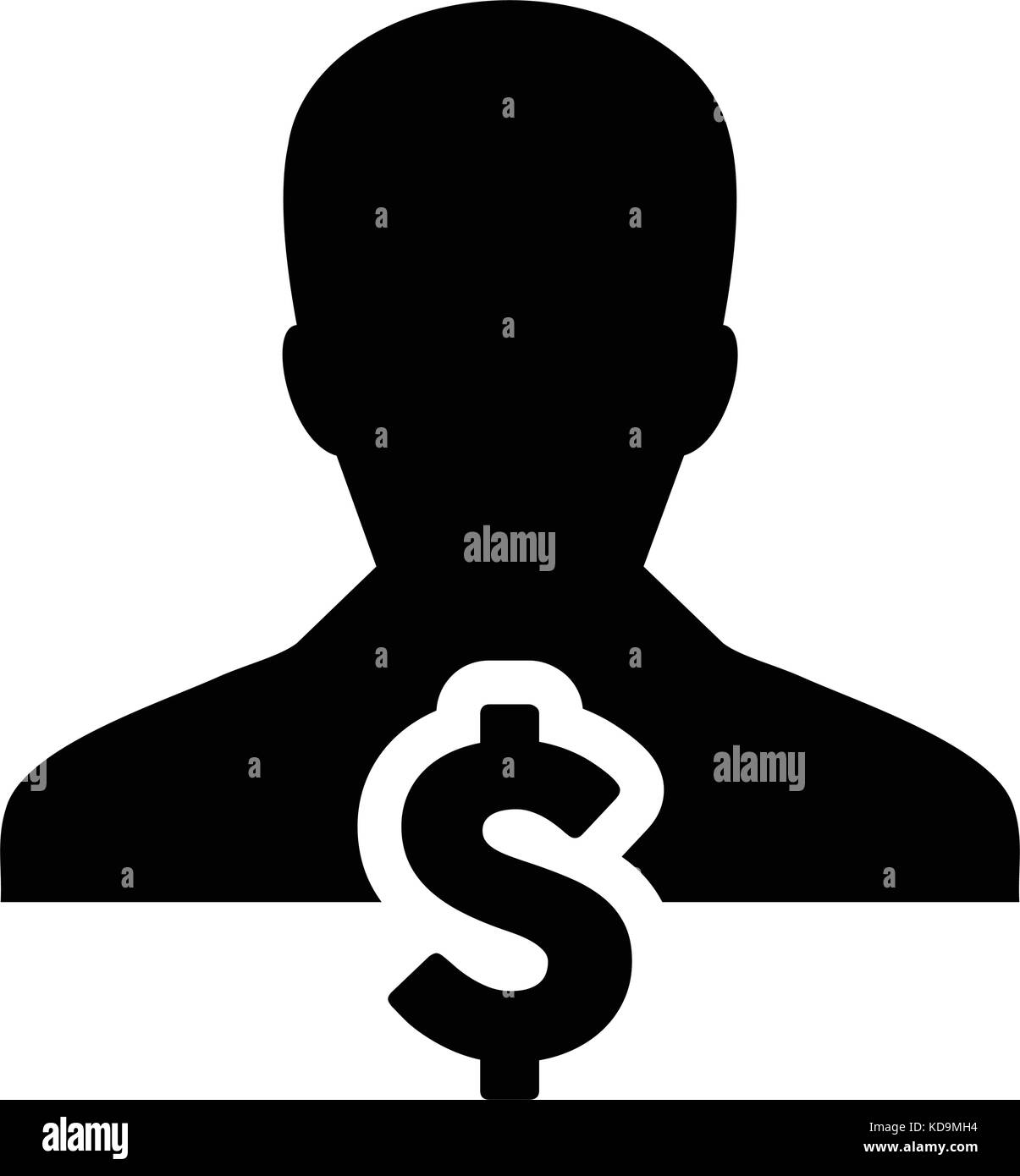 Dollar Sign Icon Vector Symbol Currency With Male Person Avatar for ...