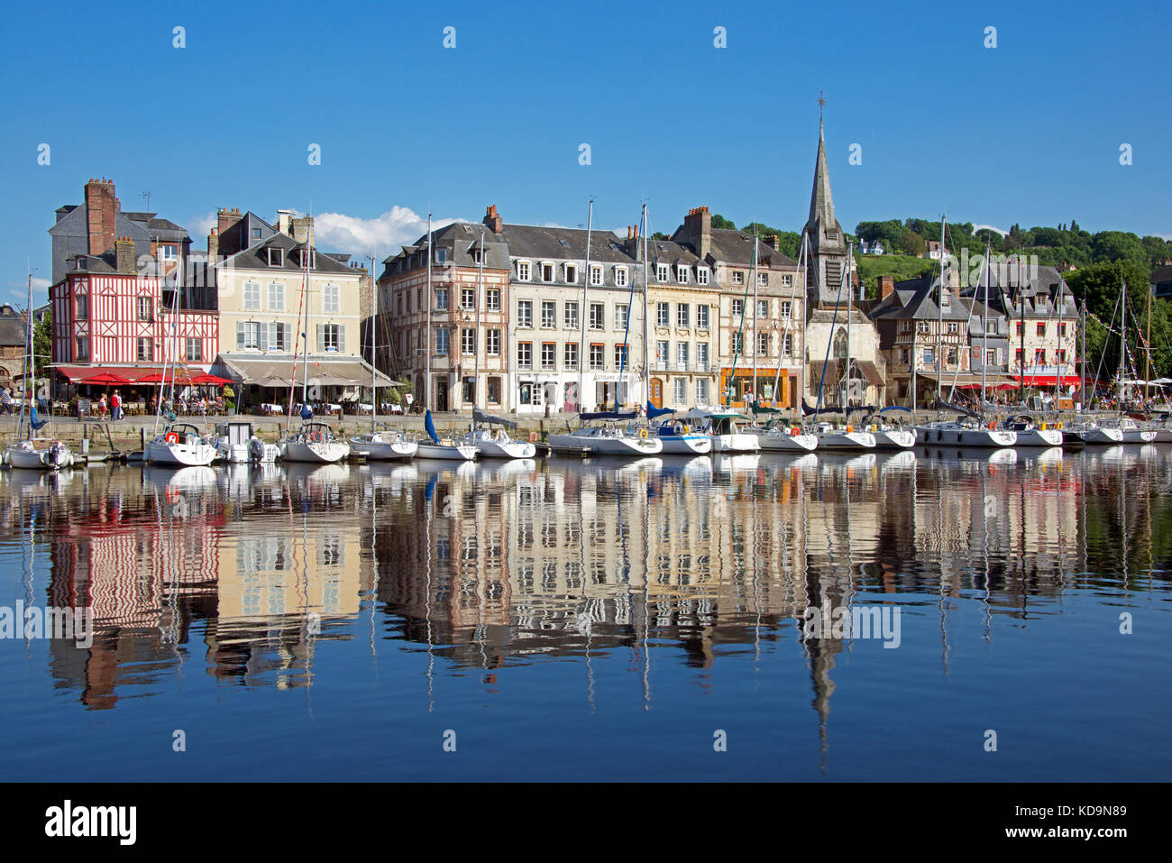 Quai Saint Etienne Old port Honfleur Calvados Normandy France Stock ...