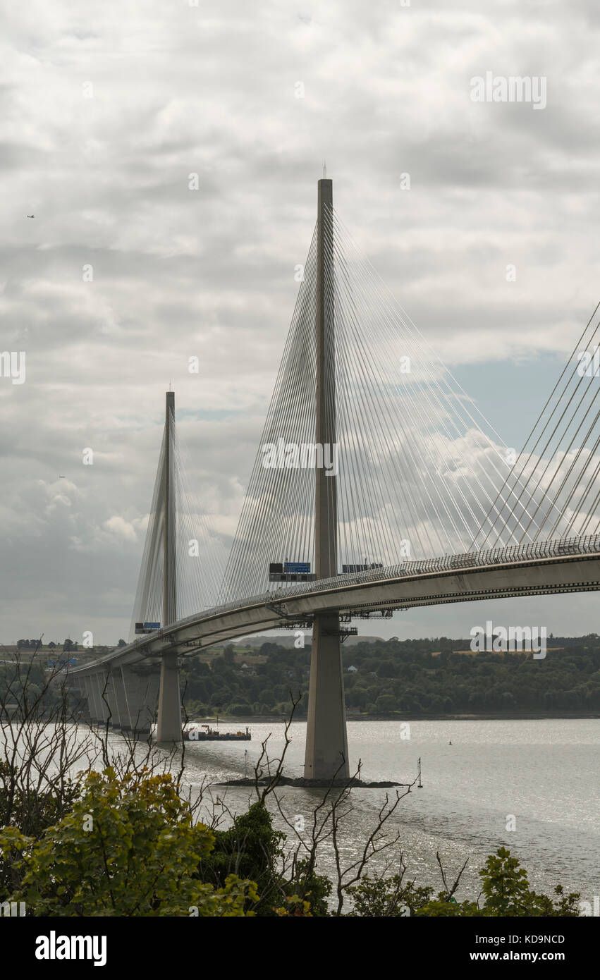 Queensferry crossing over river Forth, Queensferry, Scotland, UK Stock