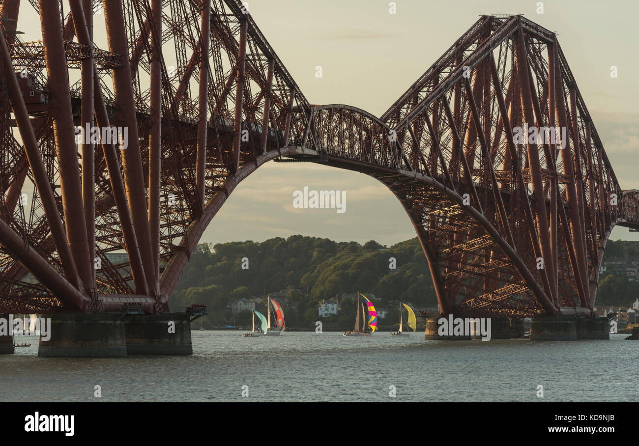 Forth bridge and firth of Forth at dusk, Queensferry, Scotland, UK Stock Photo
