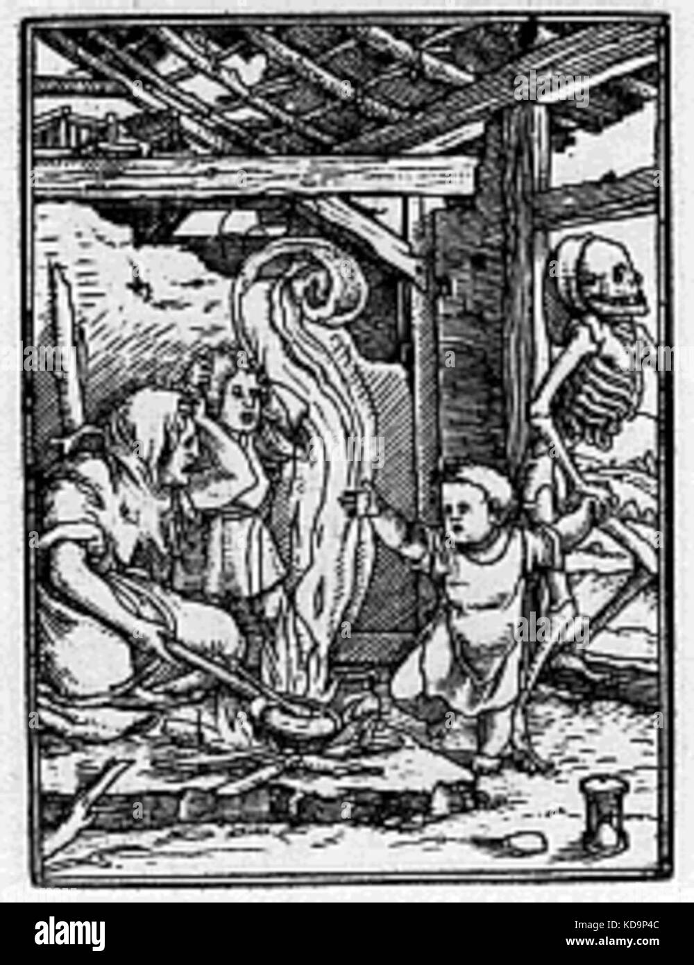 A sheet of Hans Holbein's Totentanz, 1538. Stock Photo