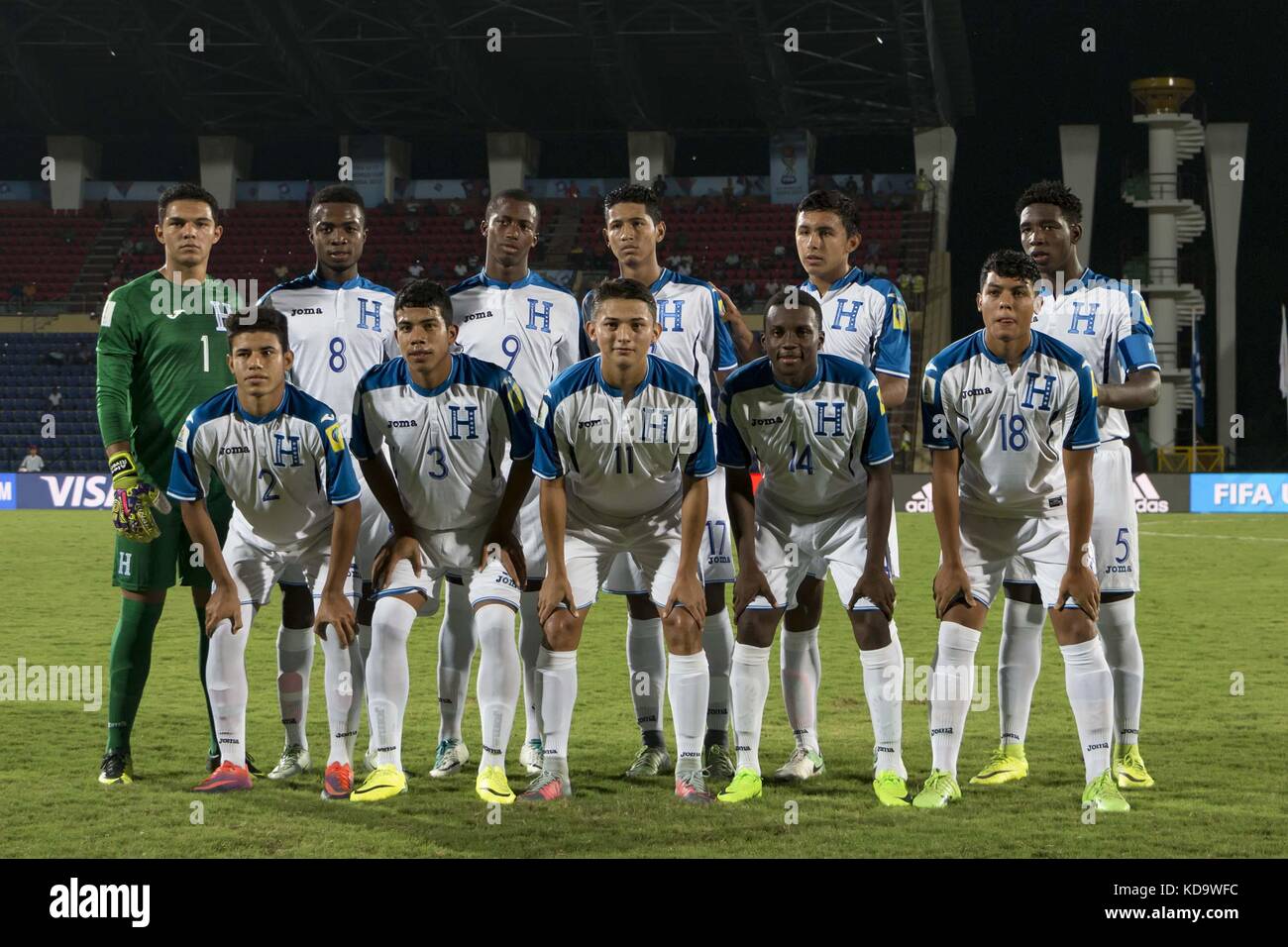 Guwahati, Assam, India. 11th Oct, 2017. The Honduras Team.Moments from FIFA U-17 World Cup Group E match between Honduras vs New Caledonia.In a Group E match of the FIFA U-17 World Cup, Honduras defeated New Caledonia by 5-0 at Indira Gandhi Athletic Stadium, Guwahati, India. This was HondurasÃ¢â‚¬â„¢ biggest win in the U-17 World Cup since their debut in 2007. Credit: Vikramjit Kakati/ZUMA Wire/Alamy Live News Stock Photo