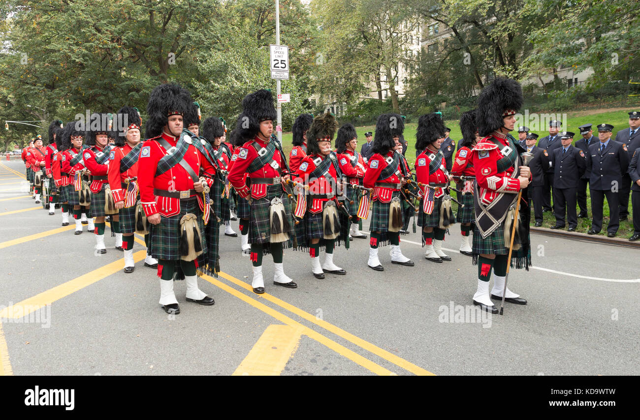New York, NY October 11, 2017 FDNY Emerald Society Pipes and Drums attend FDNY Annual