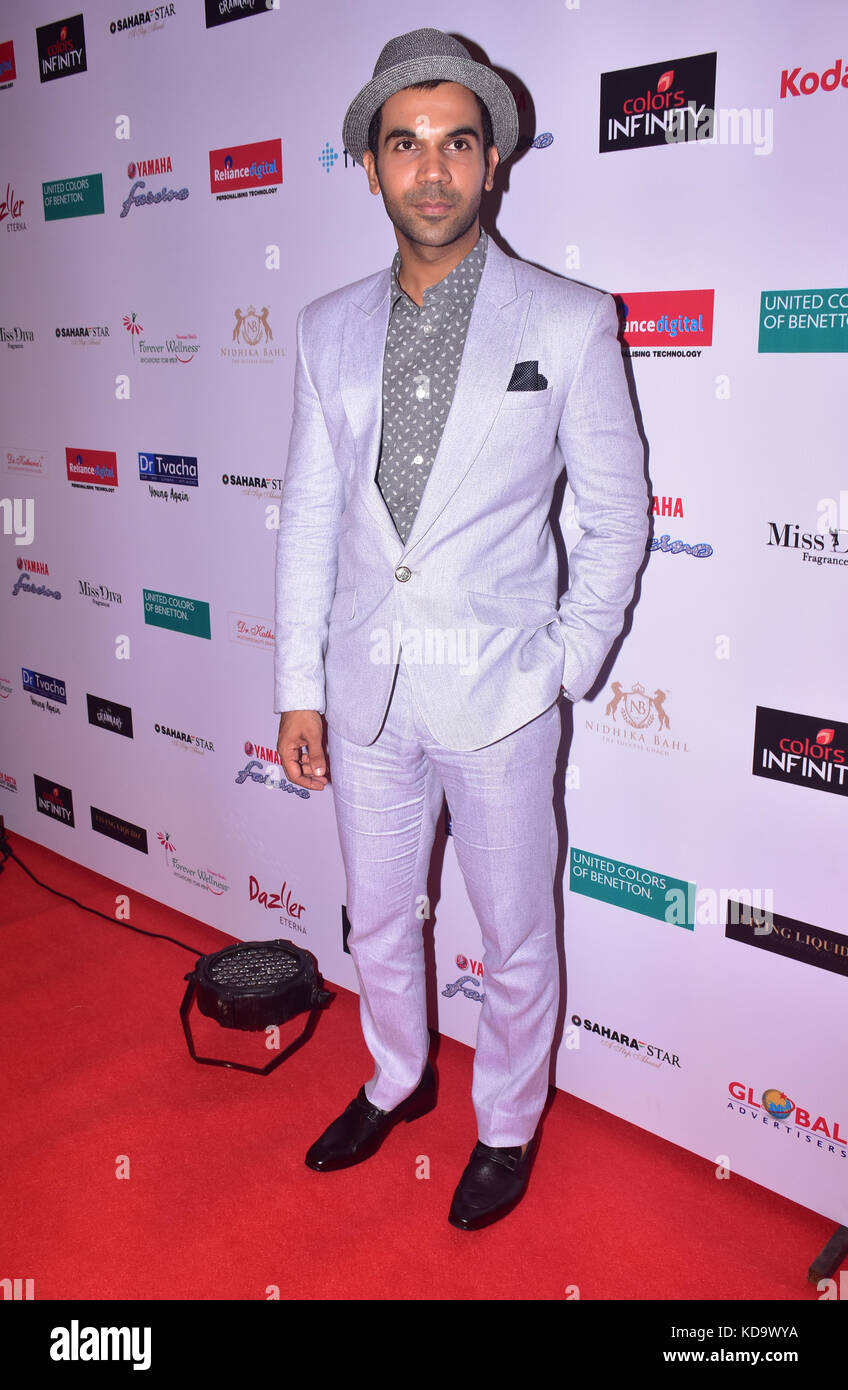 Mumbai, India. 11th Oct, 2017. Indian film actor Rajkumar Rao present at the Red carpet of Miss Diva 2017 finale at hotel Sahara Star in Mumbai Credit: Azhar Khan/Alamy Live News Stock Photo