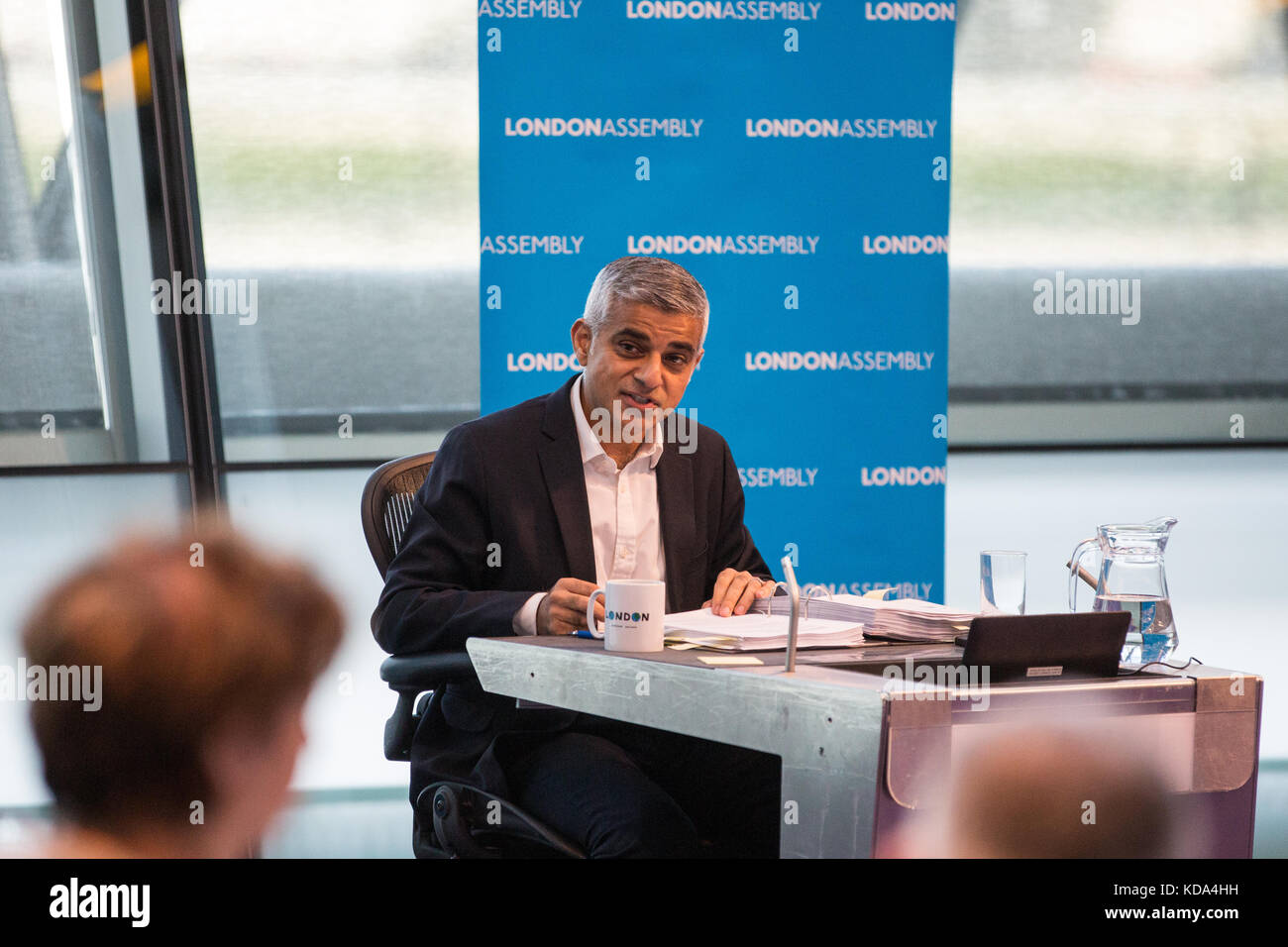 London, UK. 12th Oct, 2017. Mayor of London Sadiq Khan answers a question from Dr Onkar Sahota during Mayor's Question Time at City Hall. Credit: Mark Kerrison/Alamy Live News Stock Photo