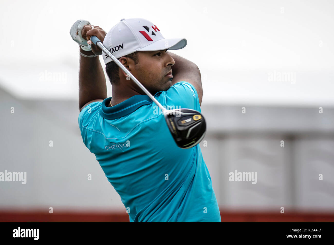 Kuala Lumpur, Malaysia. 12th Oct, 2017. India Aniirban Lahiri tee off at the PGA CIMB Classic 2017 golf tournament in Kuala Lumpur, Malaysia. Credit: Danny Chan/Alamy Live News Stock Photo