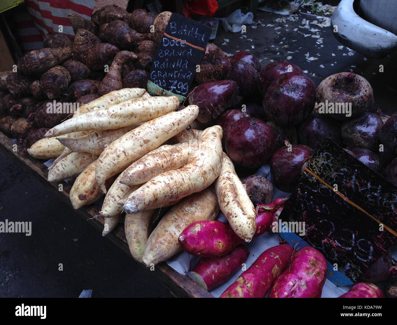 Potato stall in a brazilian free market Stock Photo