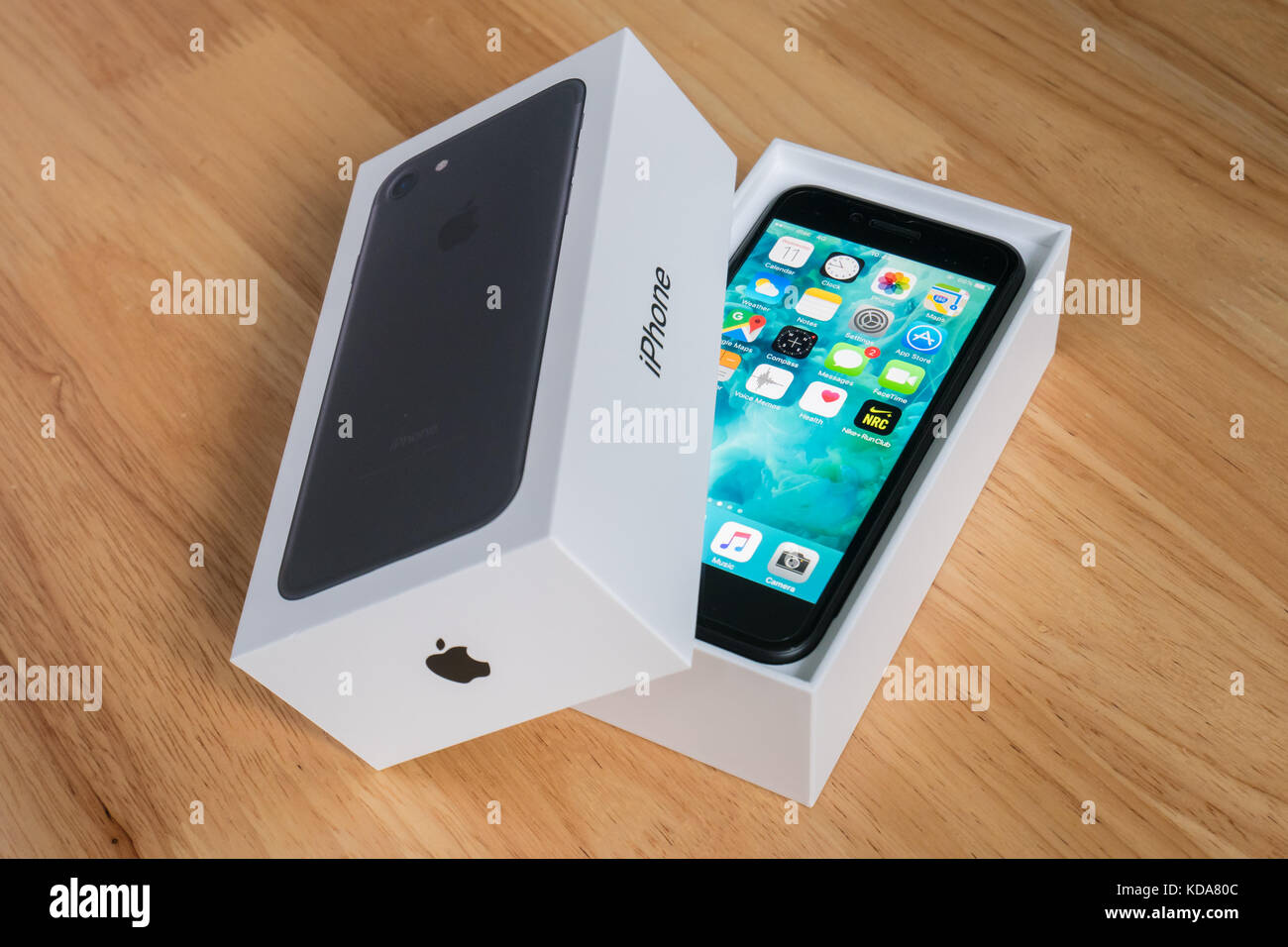 Bangkok, Thailand - October 11, 2017 : Apple iPhone 7 in the box package. Stock Photo