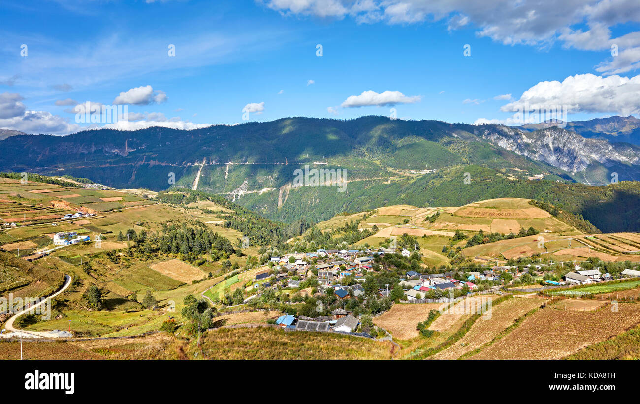 Yunnan province countryside panoramic picture, China. Stock Photo