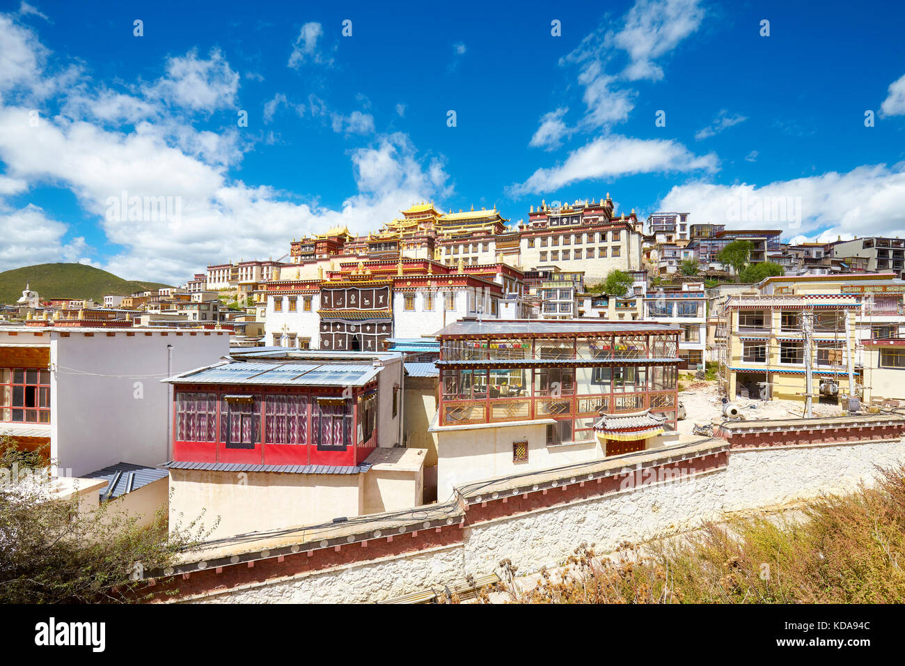 Songzanlin Monastery, also known as Sungtseling, Ganden Sumtsenling or Little Potala Palace, Yunnan, China. Stock Photo