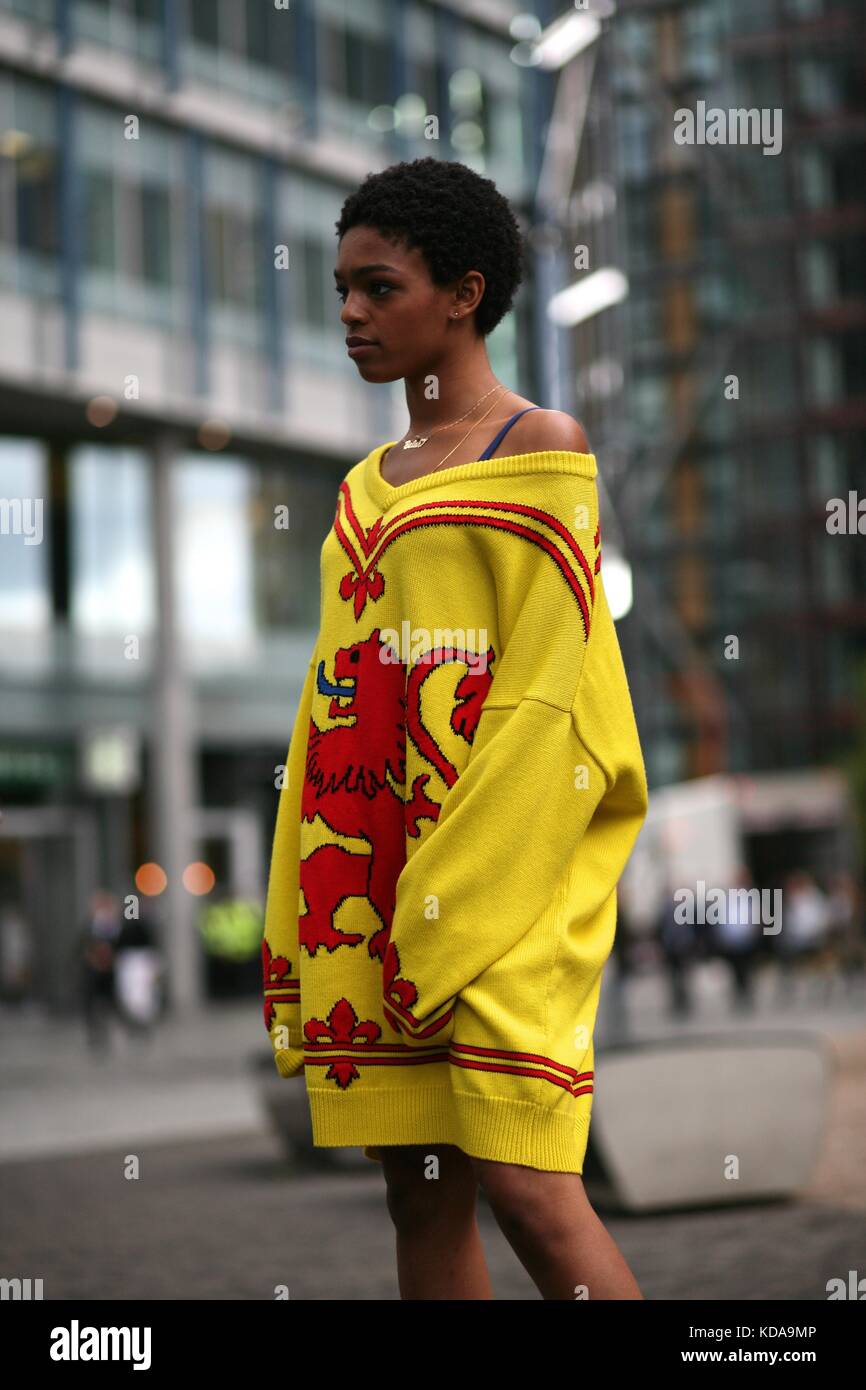 Selah Marley during Christopher Kane London Fashion Week SS18 . Sept 2017 Street Style ***for editorial use only*** Stock Photo