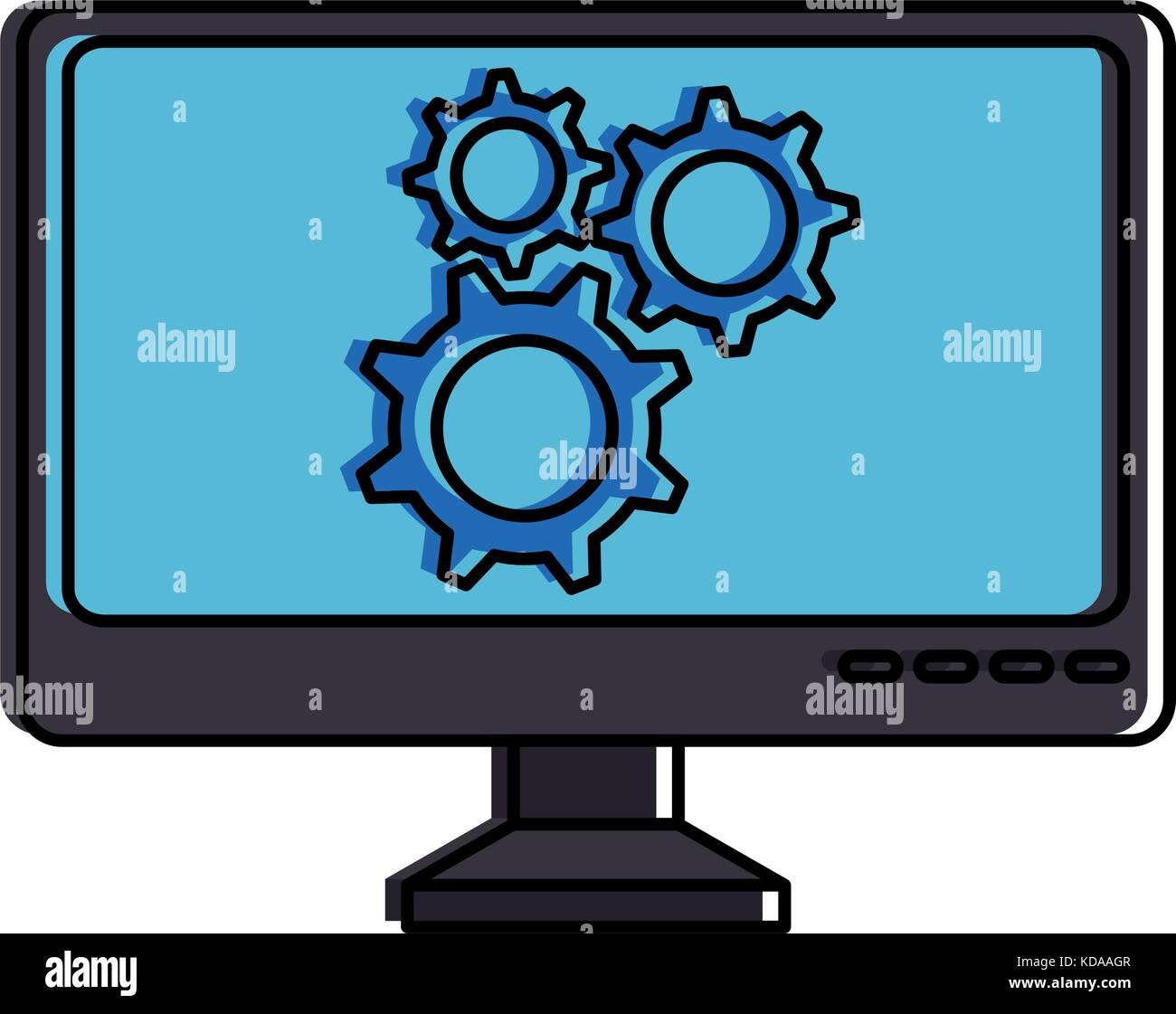 computer display with gears machine Stock Vector Image & Art - Alamy