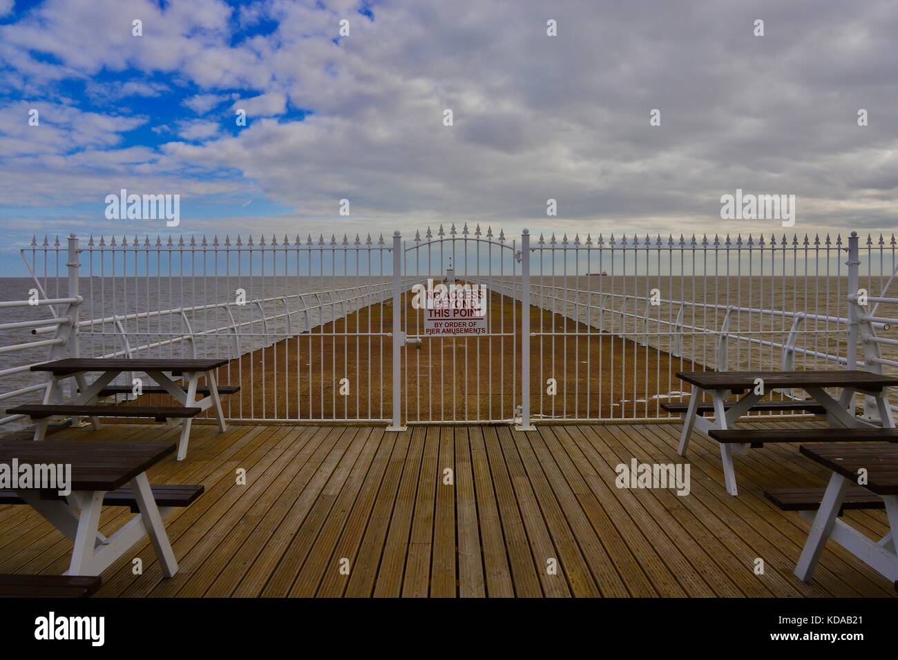 No access beyond this point - Felixstowe Pier, Suffolk, UK. Stock Photo