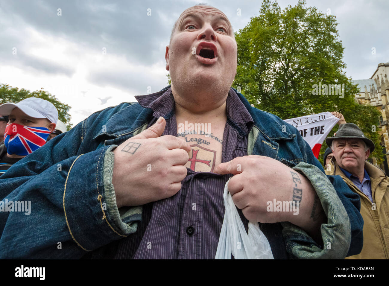 English Defence League (EDL) protest in Westminster, London, UK. Stock Photo