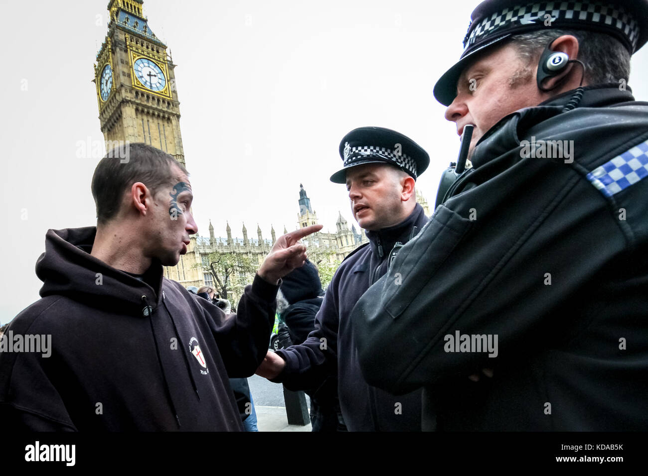 The EDL (English Defence League) protest in Westminster, London, UK. Stock Photo