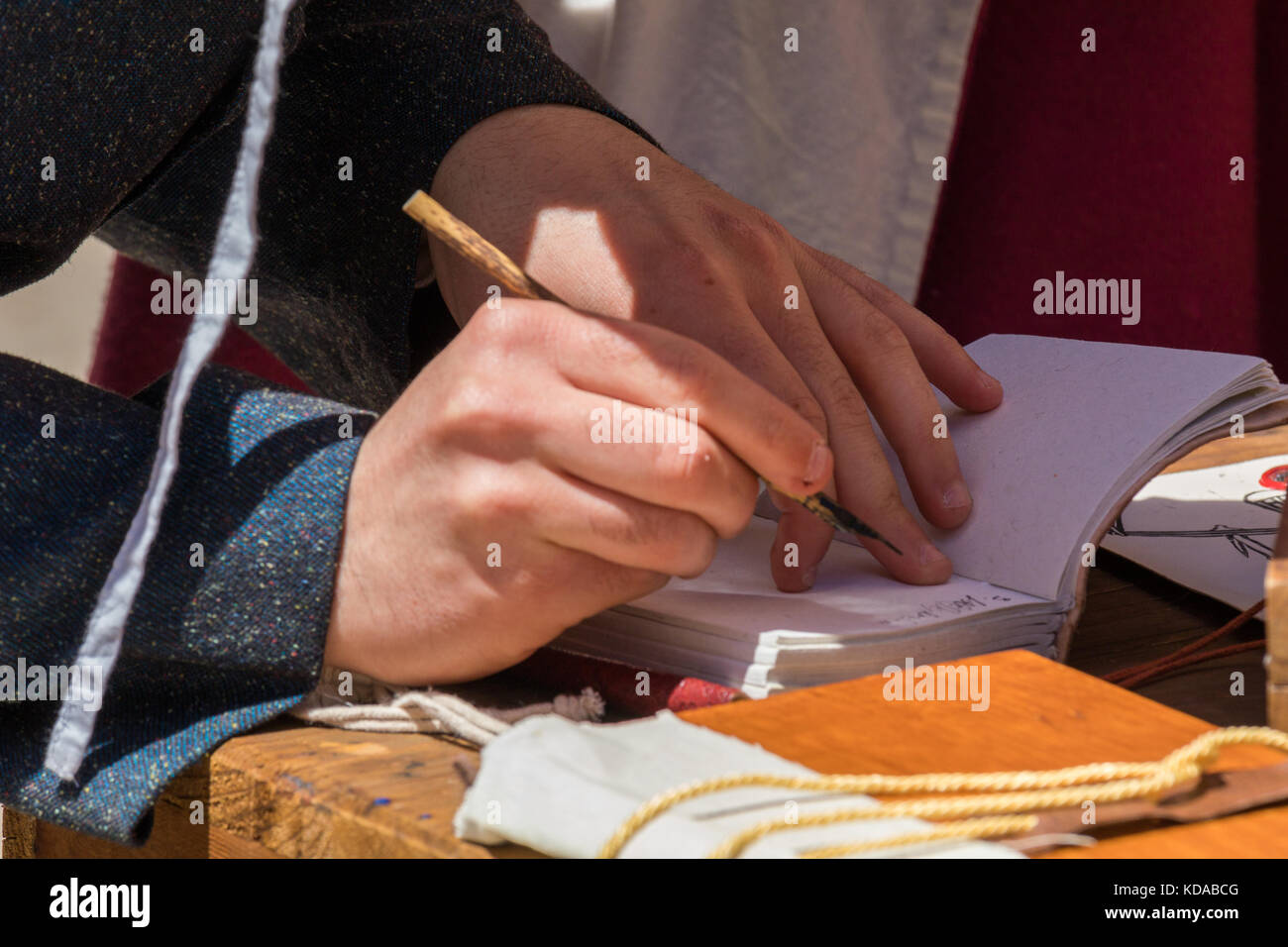 scribe practicing traditional illumination Stock Photo