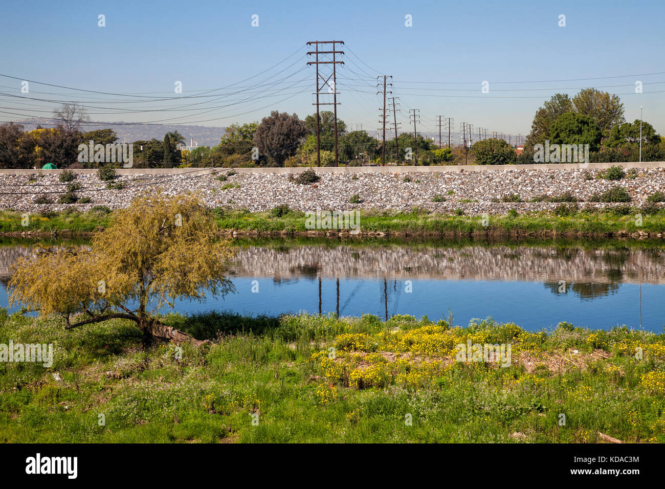 Los Angeles River near WIllow Street, Long Beach, California, USA Stock Photo