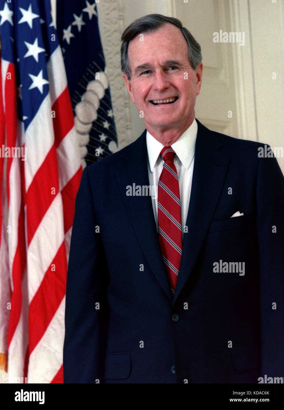 Official portrait of U.S. President George H. W. Bush at the White House 1989 in Washington, DC. Stock Photo