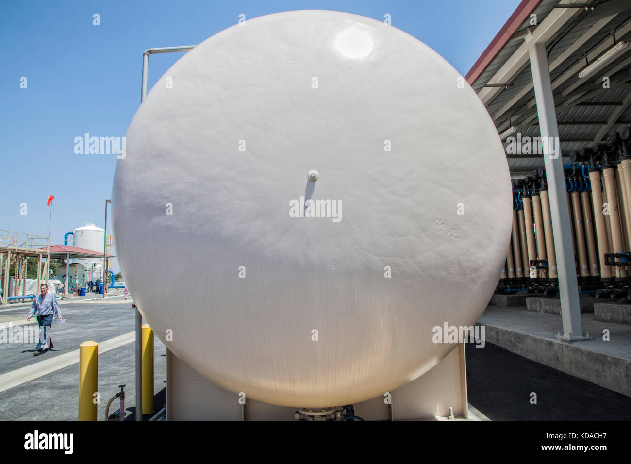 Tank at Leo J. Vander Lans Advanced Water Treatment Facility. The Water Replenishment District of Southern California. Long Beach, CA Stock Photo