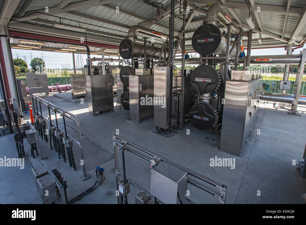 Advanced Oxidation and UV treatment removes pharmaceuticals, viruses and chemicals at Leo J. Vander Lans Advanced Water Treatment Facility. Long Beach Stock Photo