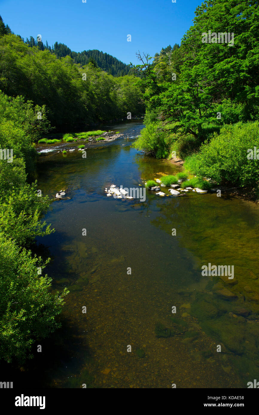 Alsea River, Five Rivers Boat Ramp, Lincoln County, Oregon Stock Photo