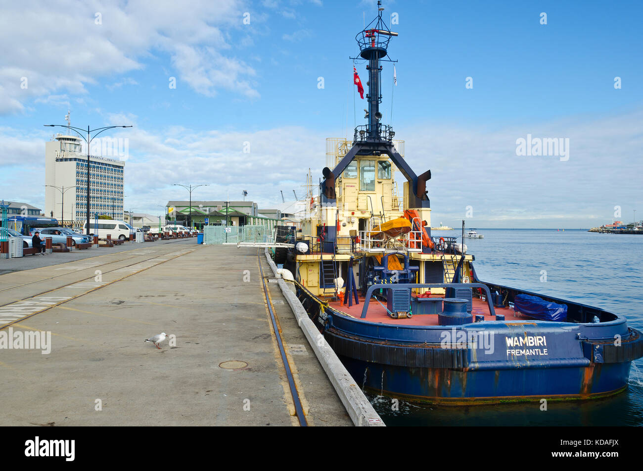 Tugboat in Swan River at Port of Fremantle Stock Photo