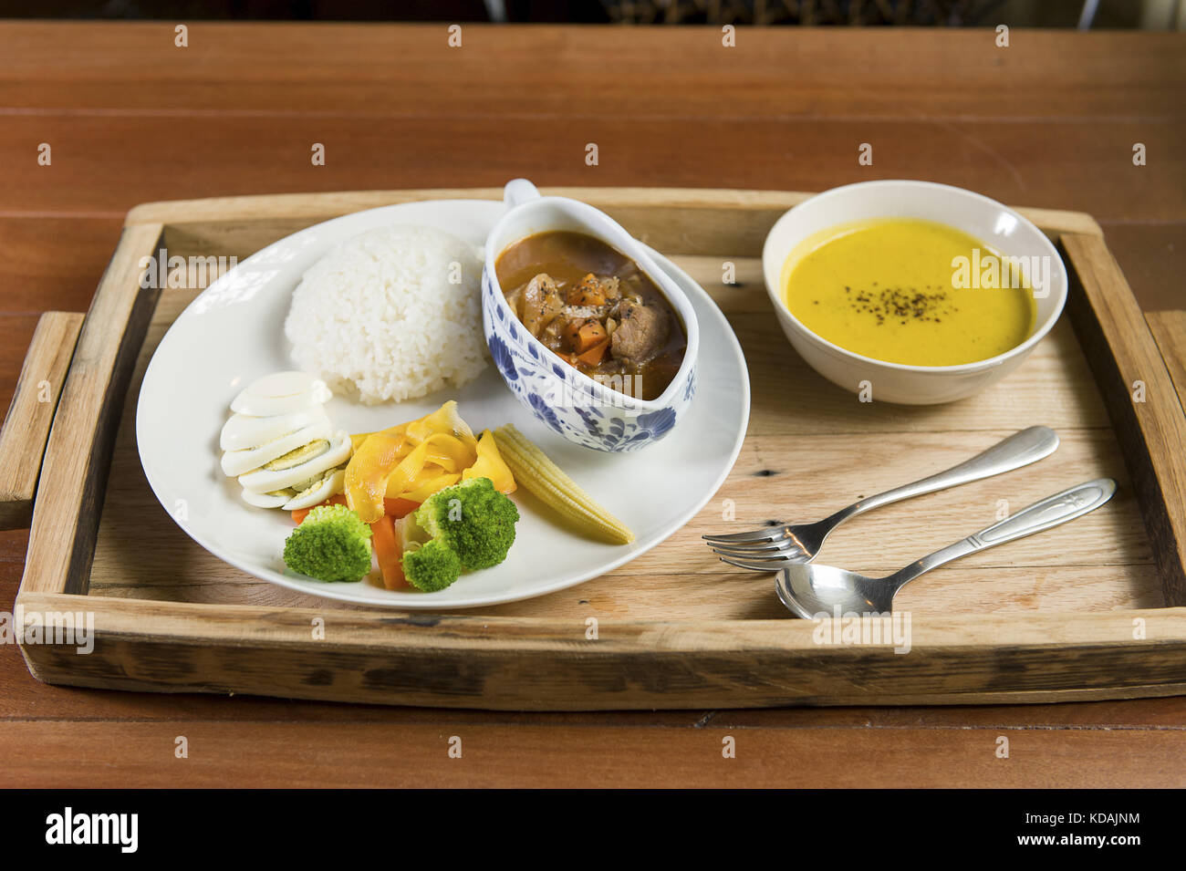 black pepper Risotto and Pumpkin soup Stock Photo