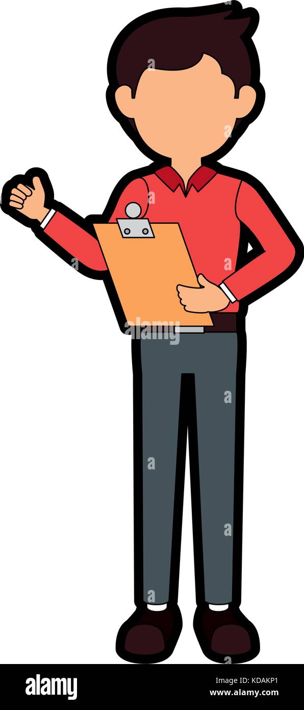 delivery worker with clipboard avatar character vector illustration ...