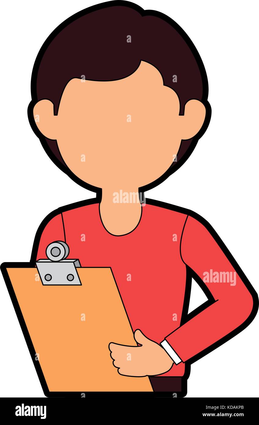 delivery worker with clipboard avatar character vector illustration ...